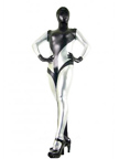 Silver and Black Shiny Metallic Unisex Zentai Suit Silver and Black Shiny Metallic Unisex Zentai Suit